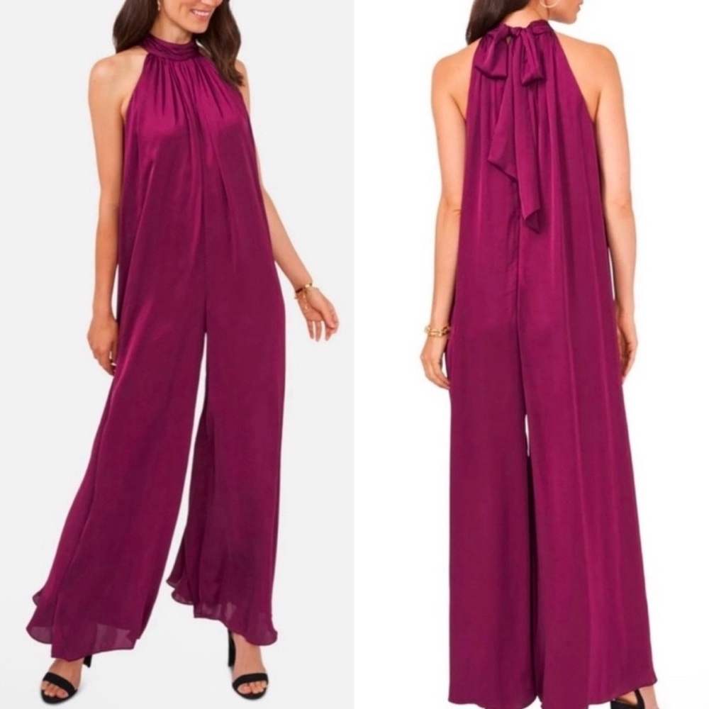 NWT MSK Purple Halter Jumpsuit, Size Medium